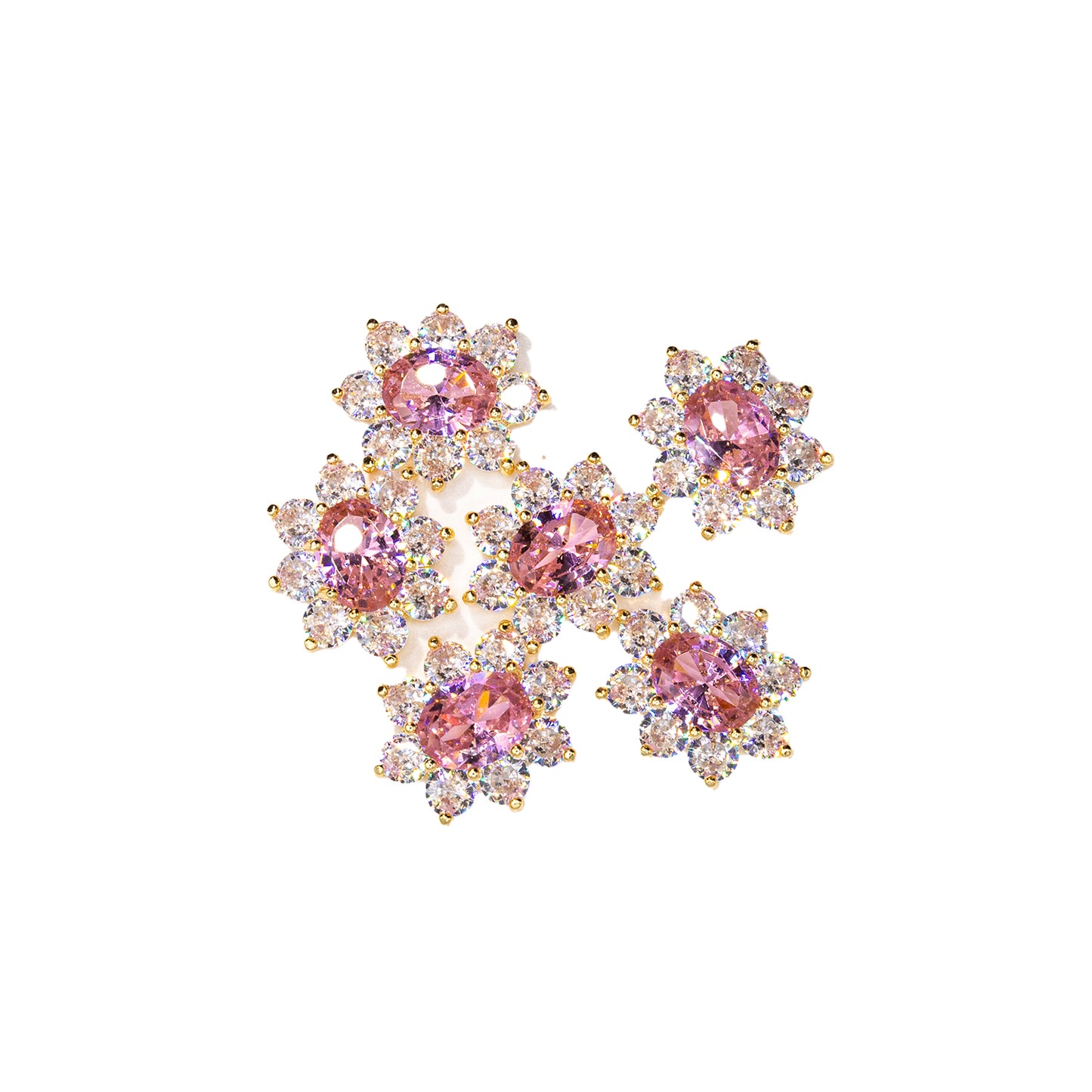 Gold Pink Diamond Flower