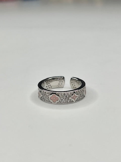 Pink Clover Adjustable Ring