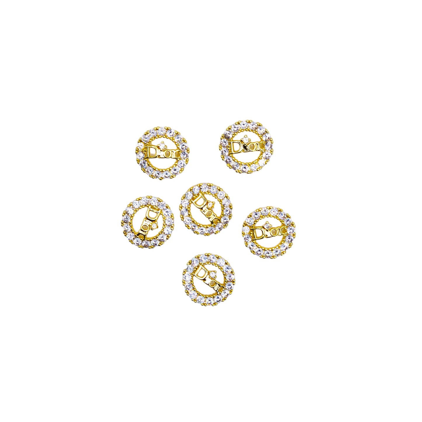 Gold DIOR Crystal Circle Charm