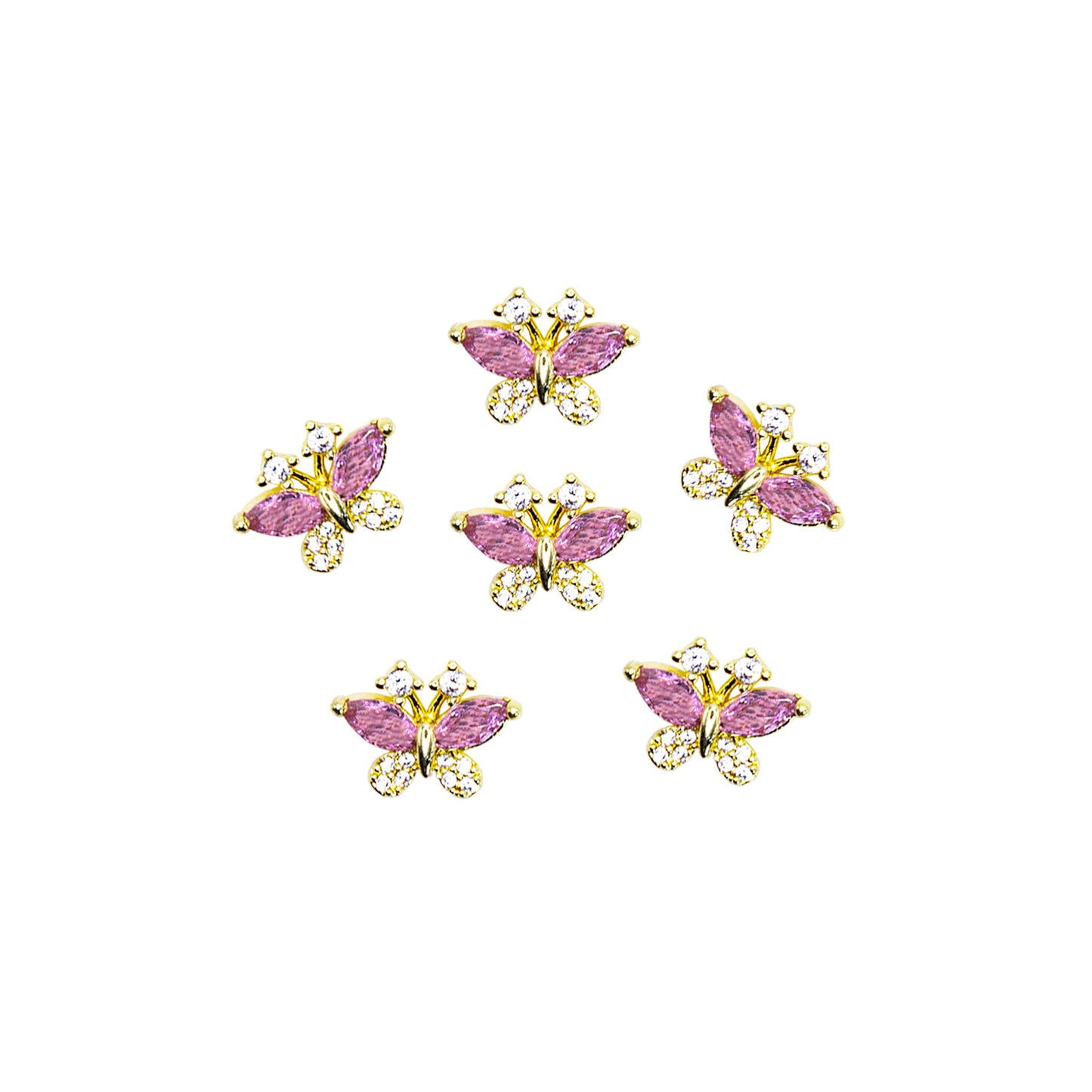 Small Pink Crystal Butterfly Charm