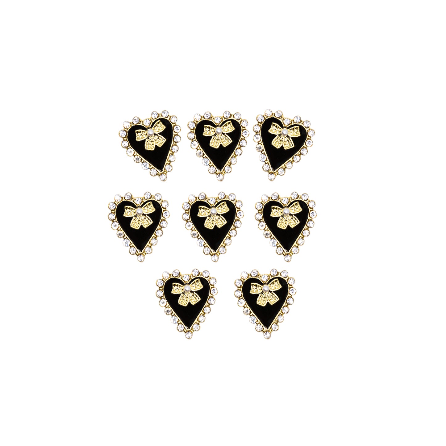 Black Heart with Gold Ribbon Gem