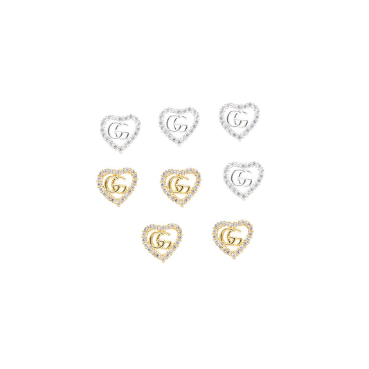 GG Heart Silver/Gold Mix Gems