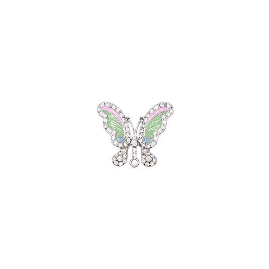 Silver Crystal Colored Butterfly Gem